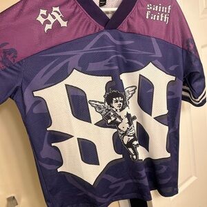 SHEIN Purple and White Graphic Jersey